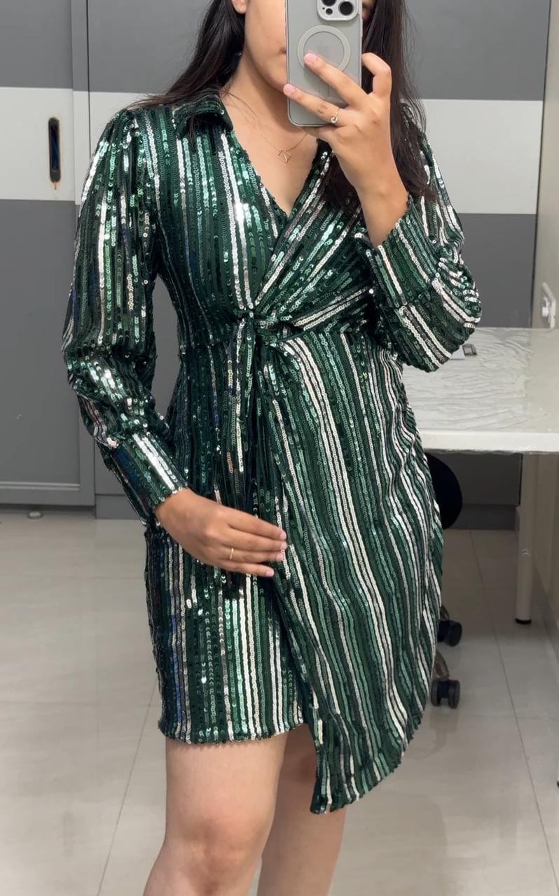 Tie Up Sequence Midi Dress image 1