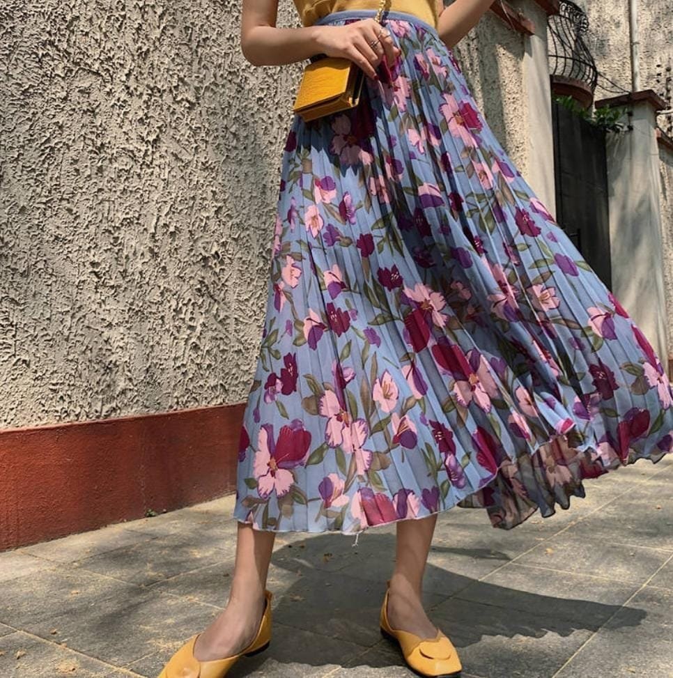 Nami Floral Pleated Skirts - Lilac image
