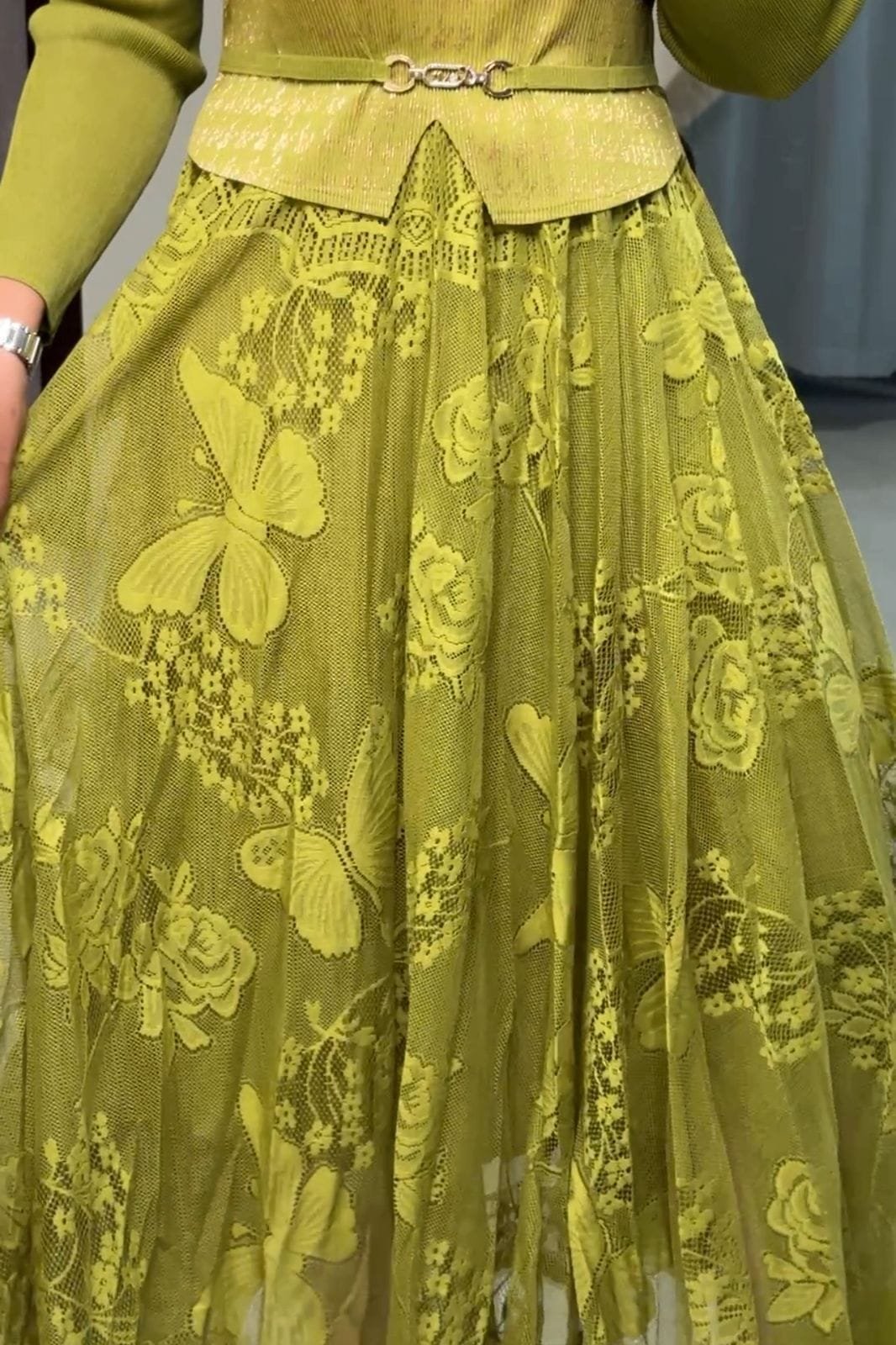Tracy Elegant Lace Pleated Dress image 1