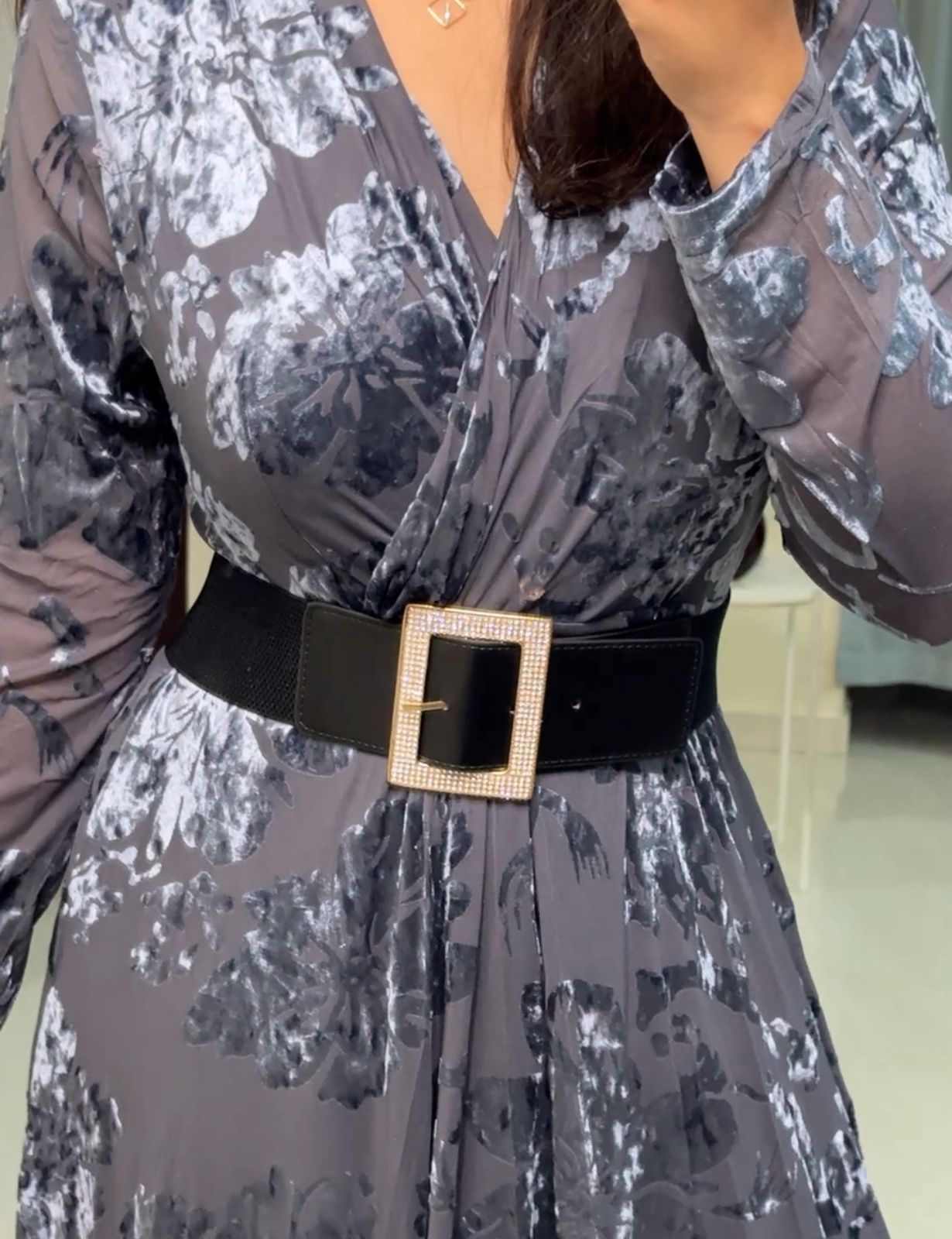 Betty Mesh Velvet Embossed Dress