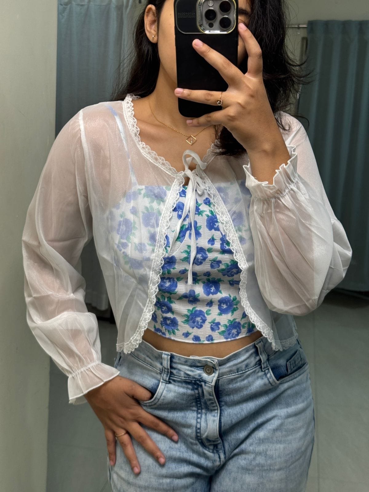 Floral Top & Shrug - Blue image