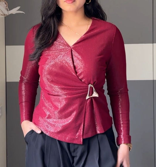 Ruri Shimmer Wrap Top