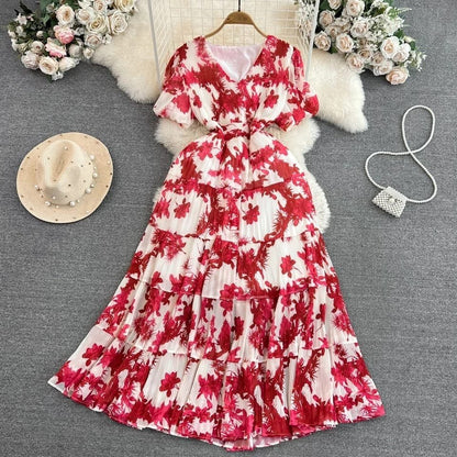 Clementine Floral Dress - Brick Red image