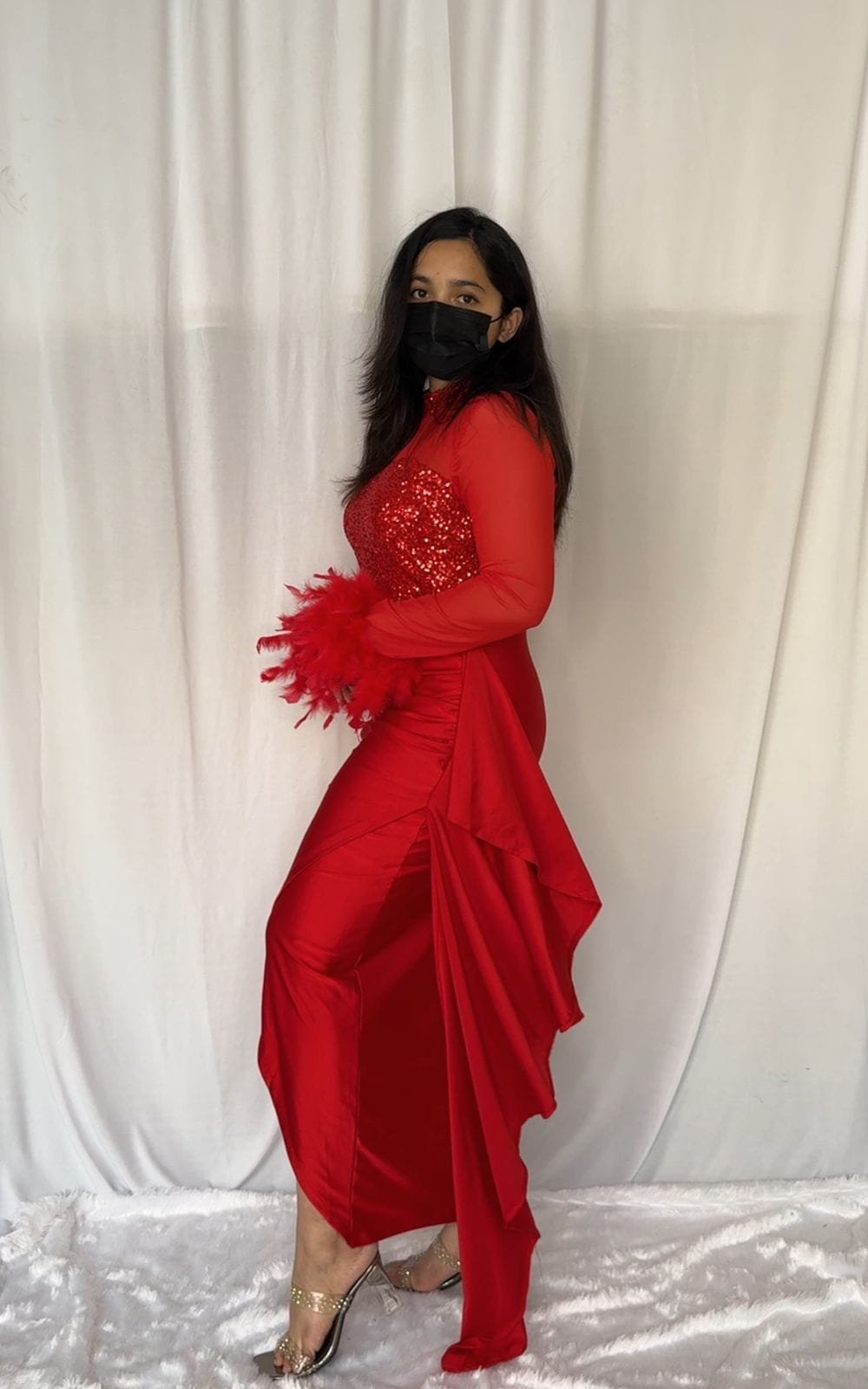 Sena Party Wear Feather Dress image 1