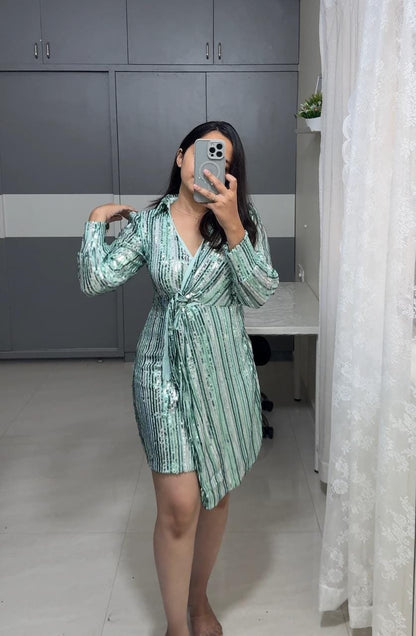 Tie Up Sequence Midi Dress image 2