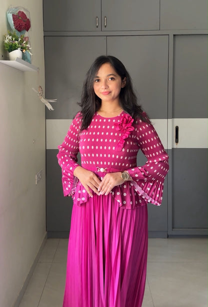 Neya Polka Dot Pleated Dress
