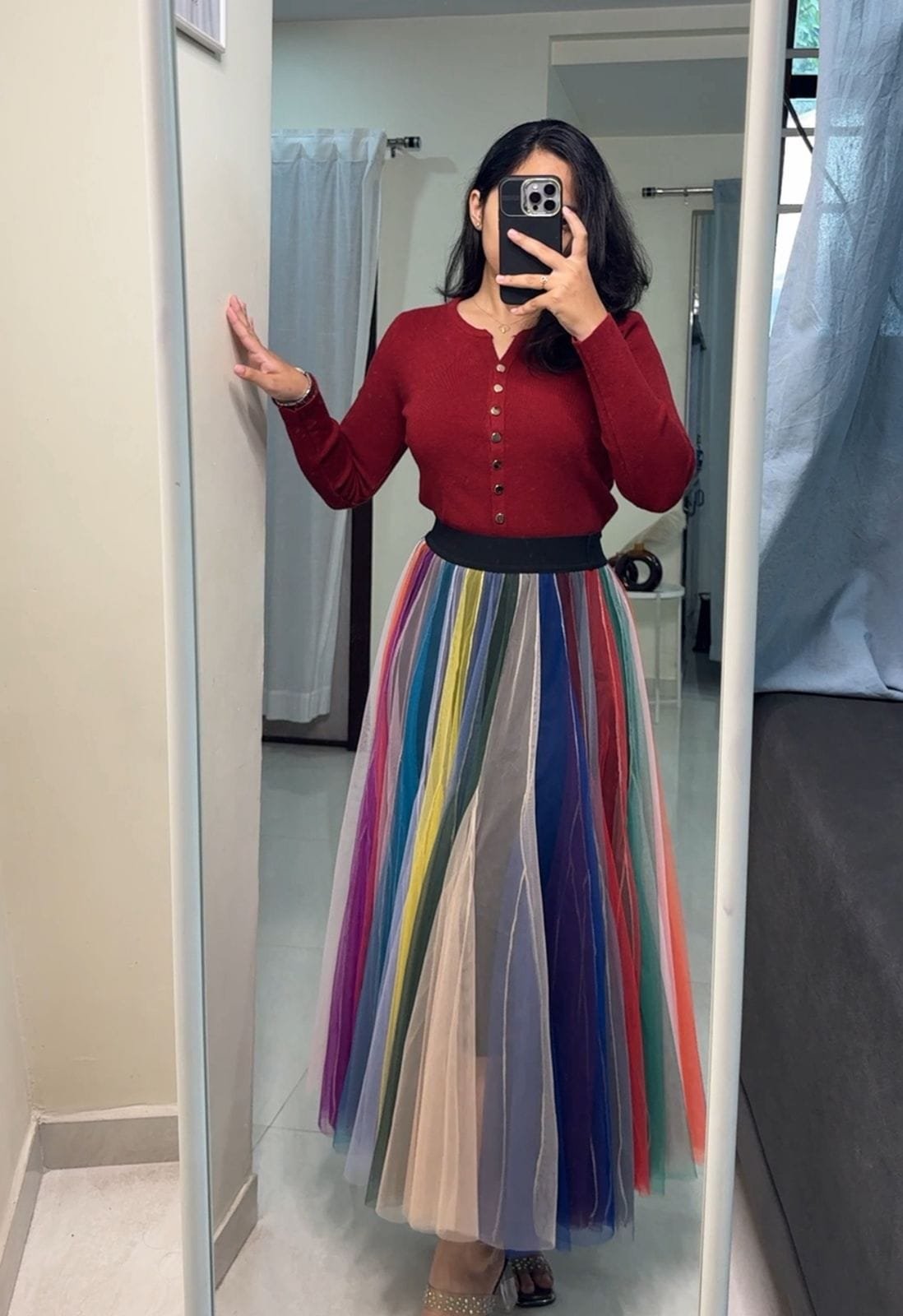 Multicolor Mesh Skirt image 2