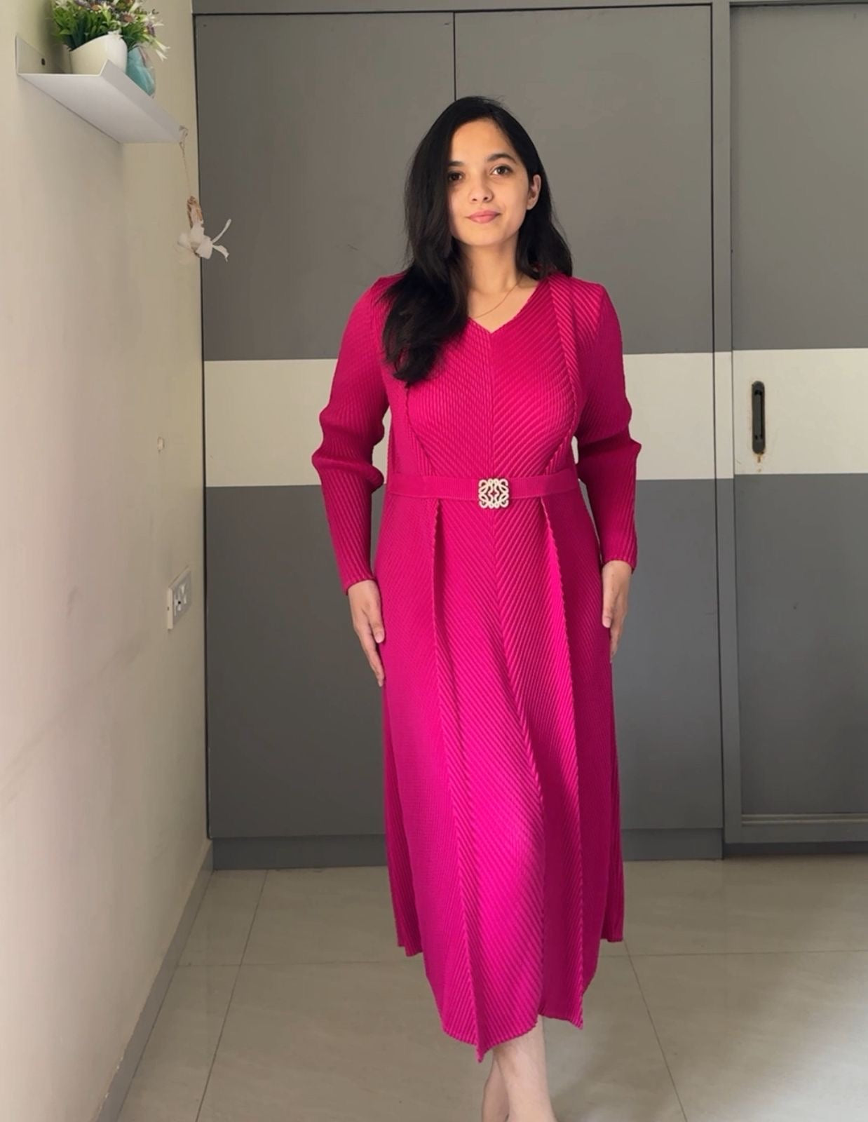 Chev Converge Pleated Dress