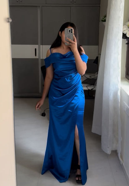 Satin Off Shoulder Dress image 1
