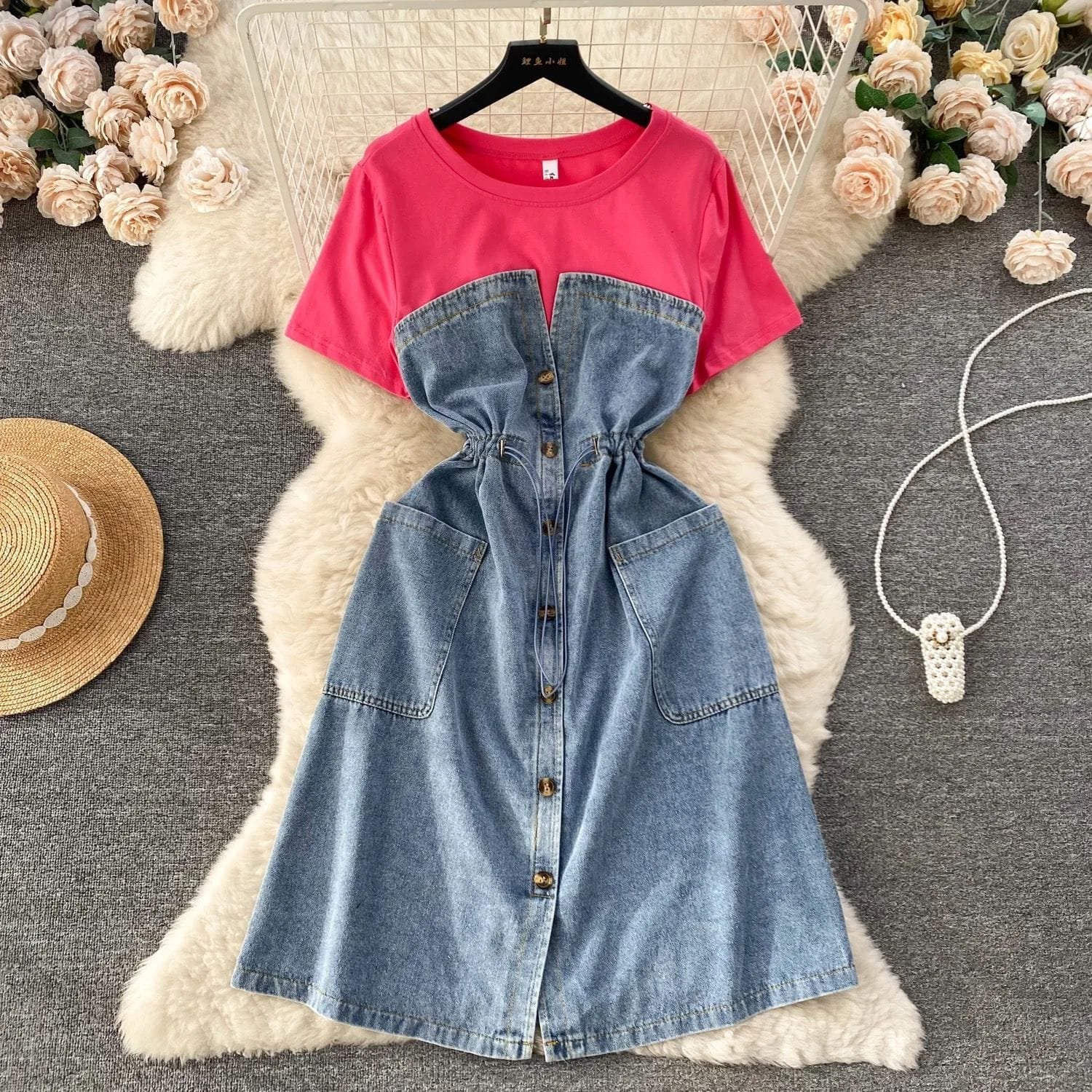 Shane Denim Dress - Pink image