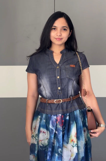 Naia Floral Denim Dress