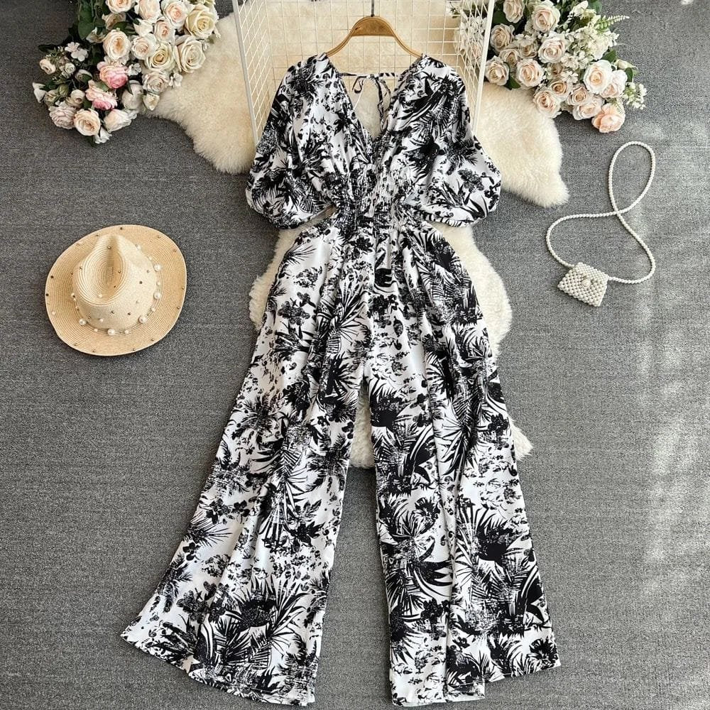 Gael Printed Rompers - Black image