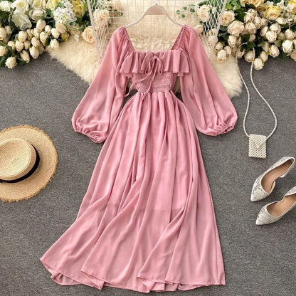 Zoe Bubble Sleeves Dress - Pink image