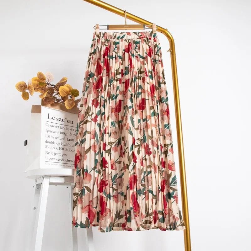 Nami Floral Pleated Skirts - Cream image