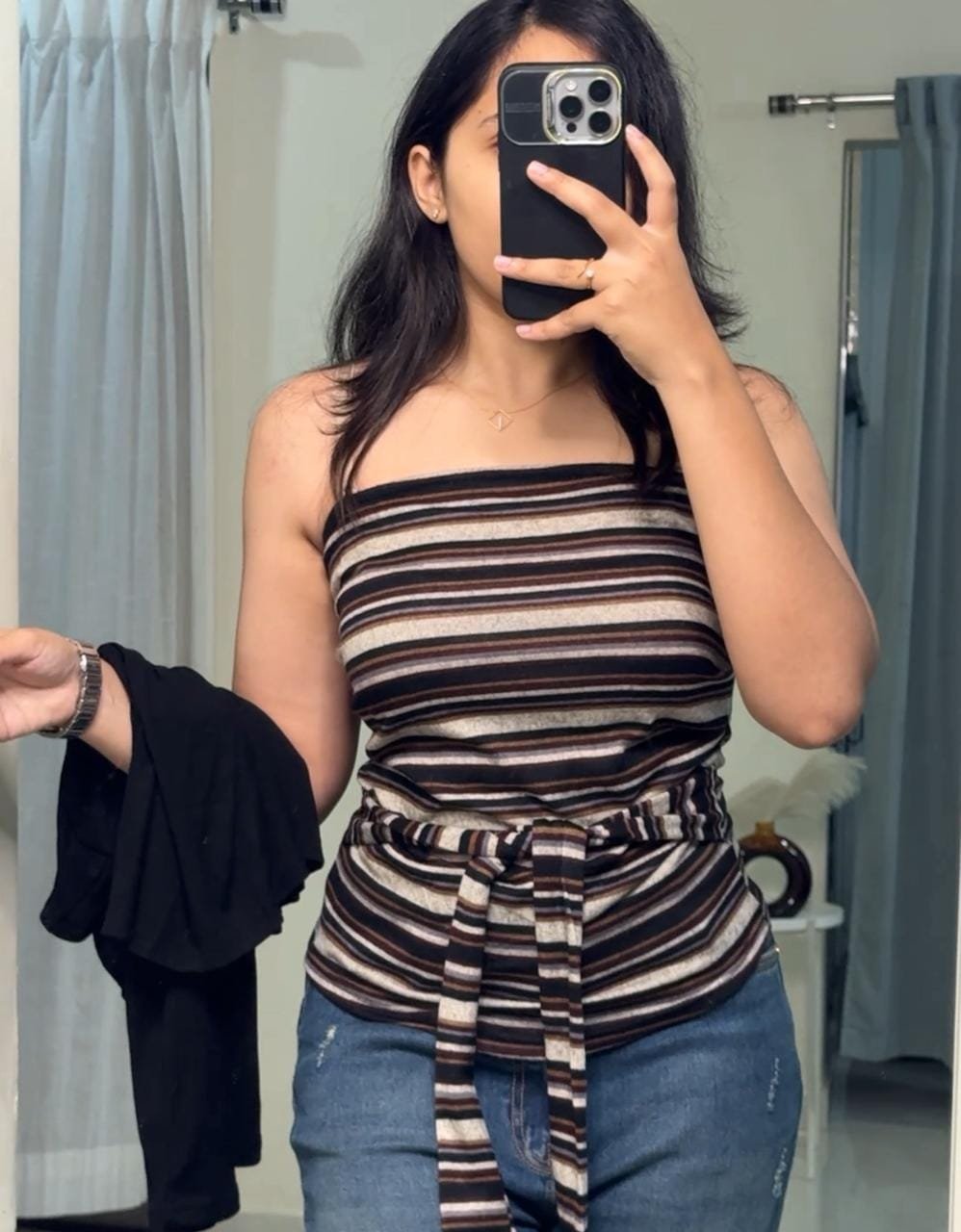Striped Tube Top & Shrug Hosiery Set image 3