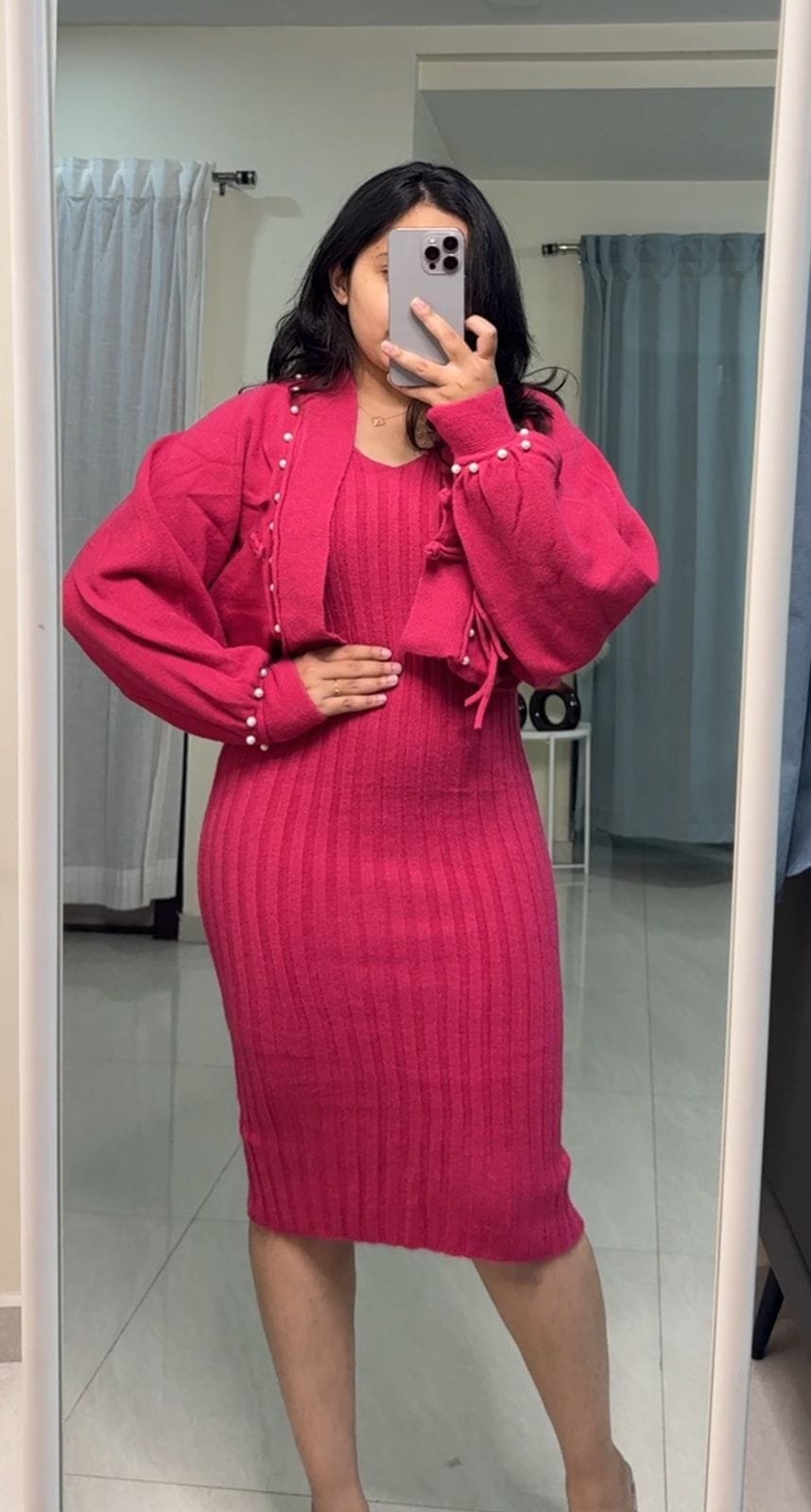 Zaira Knitted Co-Ords - Dark Pink image