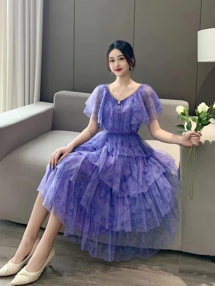 Birdie Organza Flutter Dress - Blue image