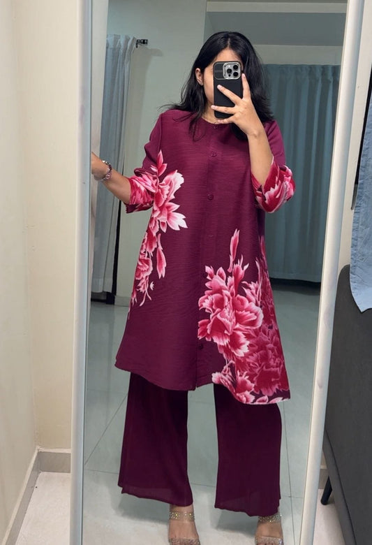 Dima Floral Printed Pleated Co-Ords image 0