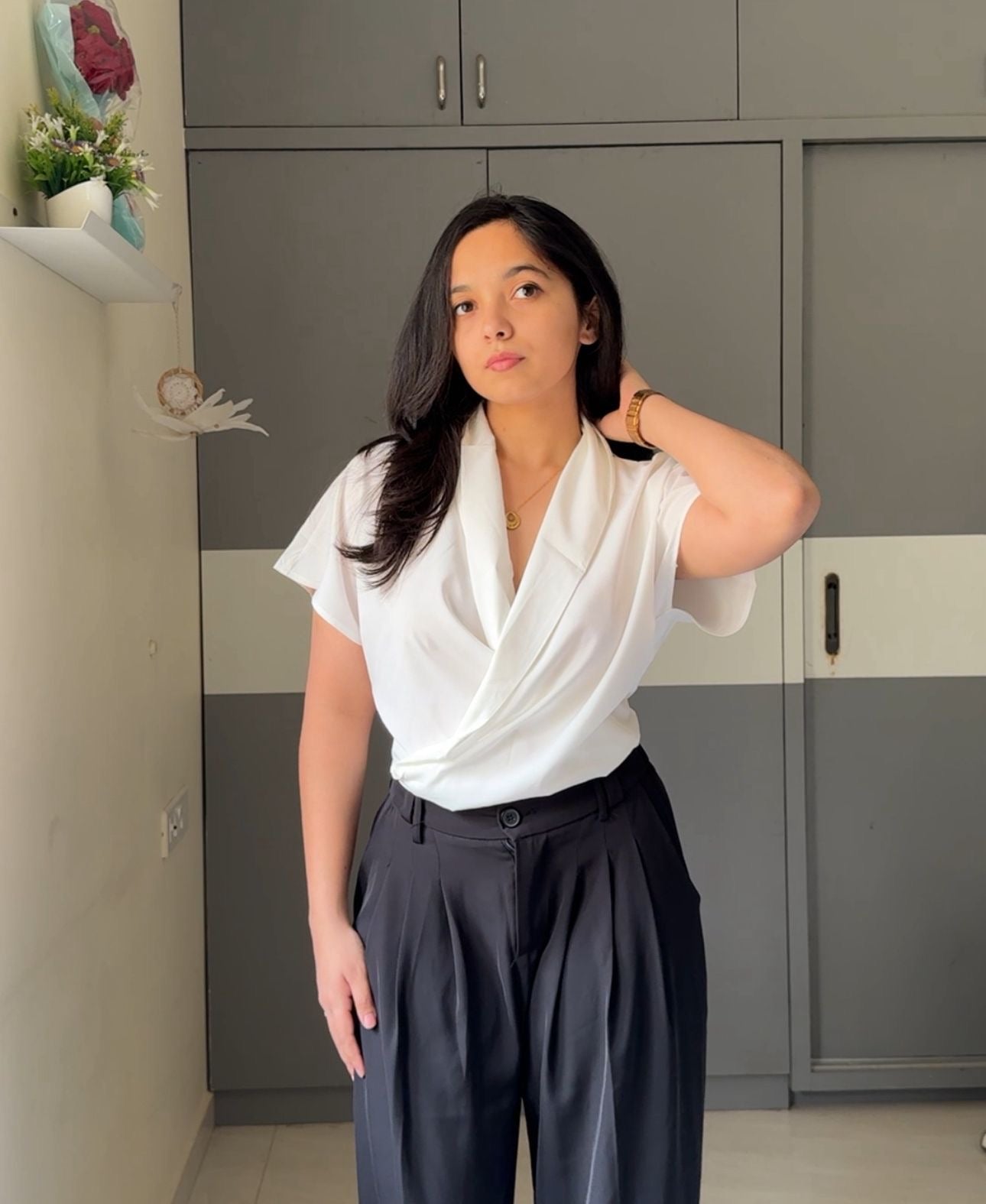 Fren V-Neck Draped Tops