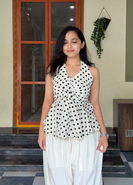 Nany Polka Dot Halter Neck Tops