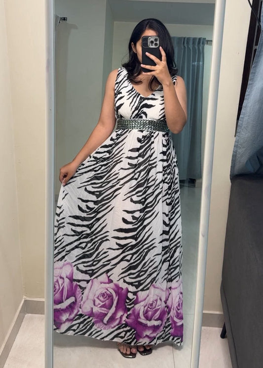 Rue Striped Petal Printed Dress image 0