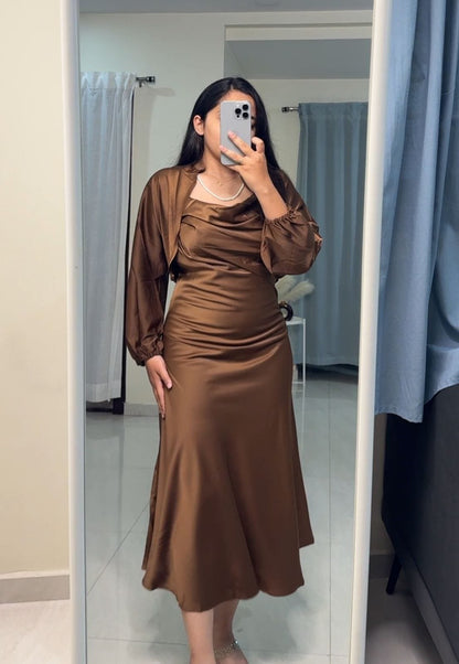Cecilia Satin Co-Ords - Brown image