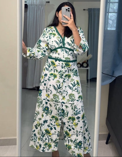 Barkha Cotton Dress - Green image