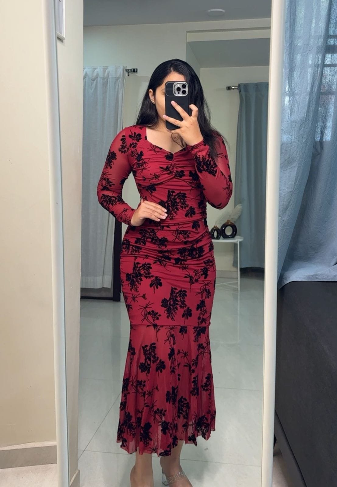 Haze Floral Embossed Mesh Bodycons image 0