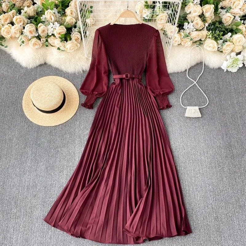 Tessa Pleated Frocks - Wine image