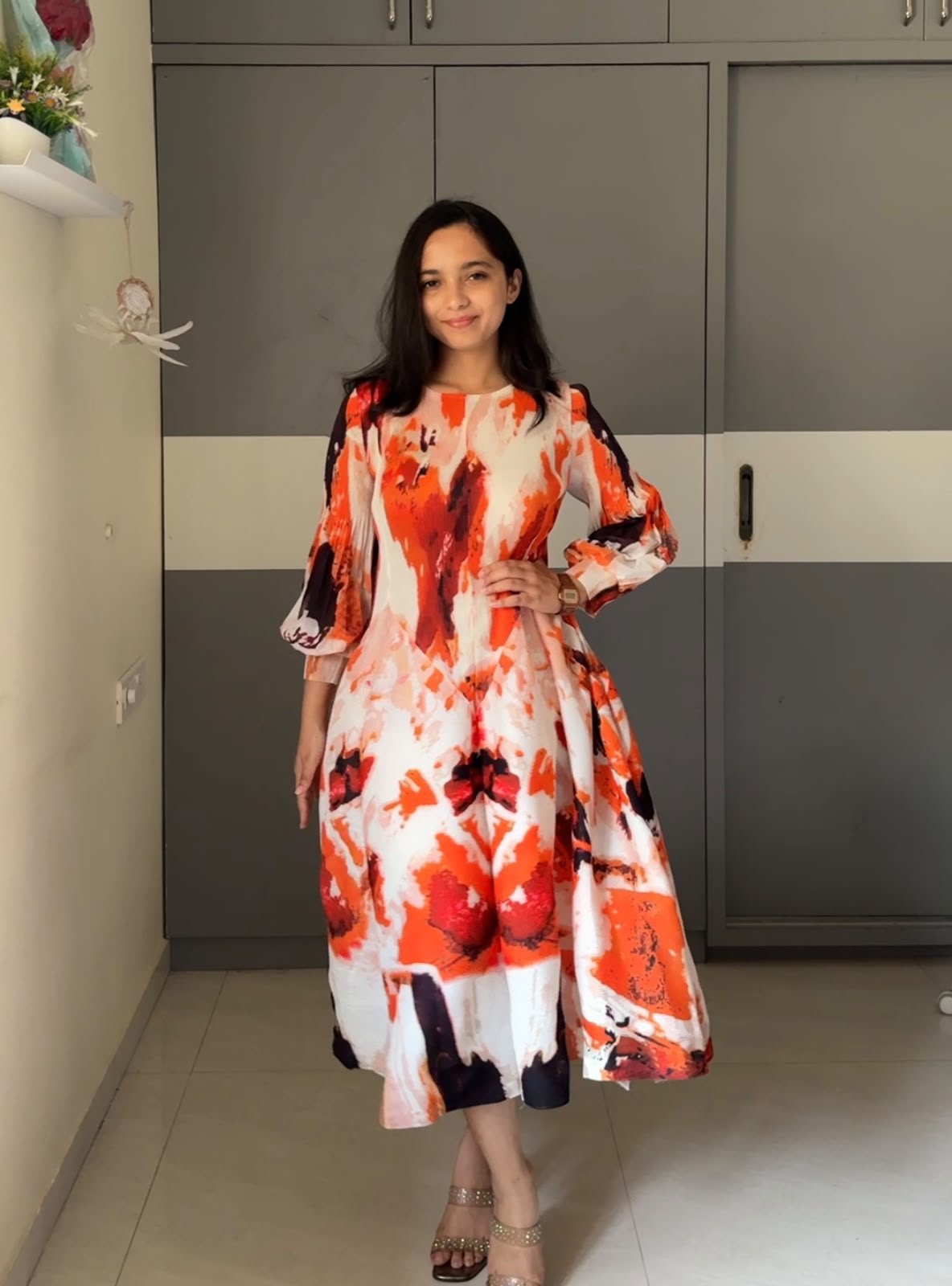 Anaya Printed Pleated Dress