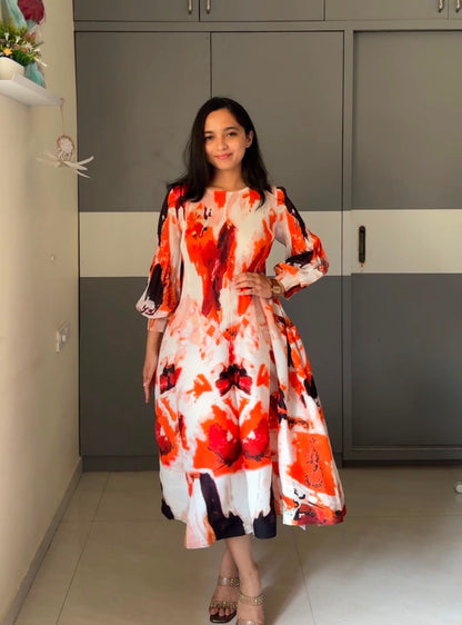 Anaya Printed Pleated Dress