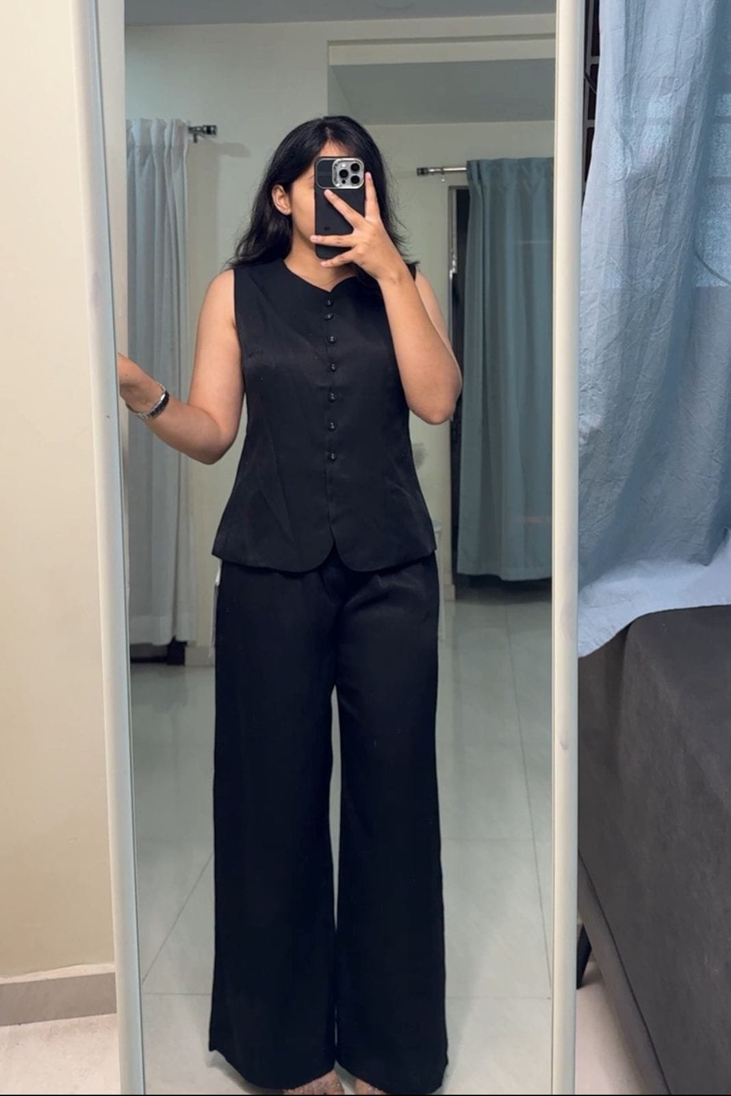 Nel Linen Formal Co-Ords - Black, Free Size image