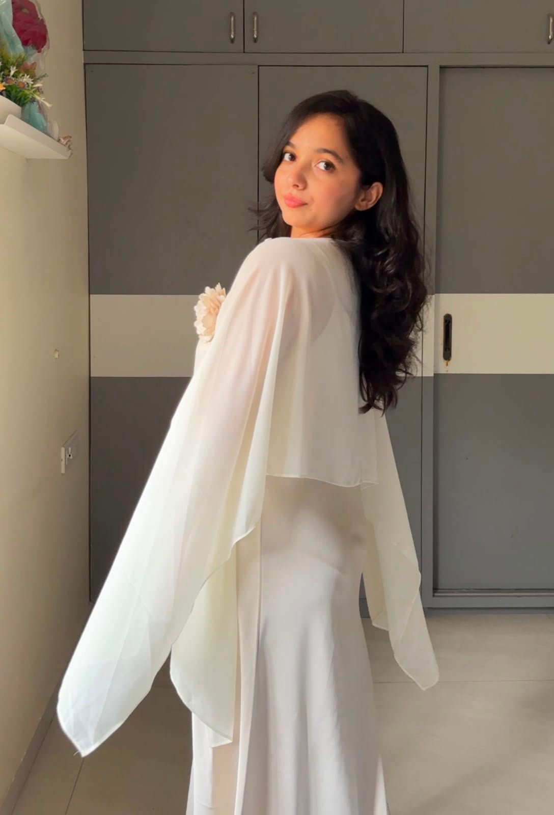 Leno Caped Dress