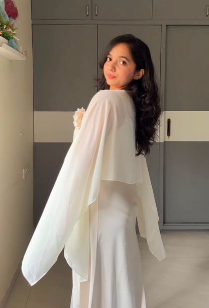 Leno Caped Dress