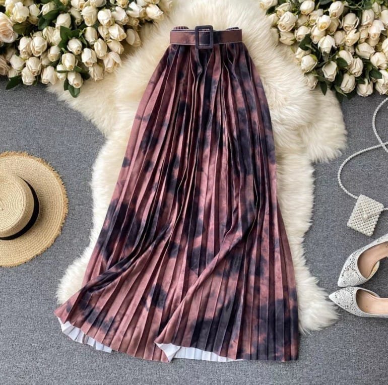 Fern Tie Dye Skirts - Brick Red image