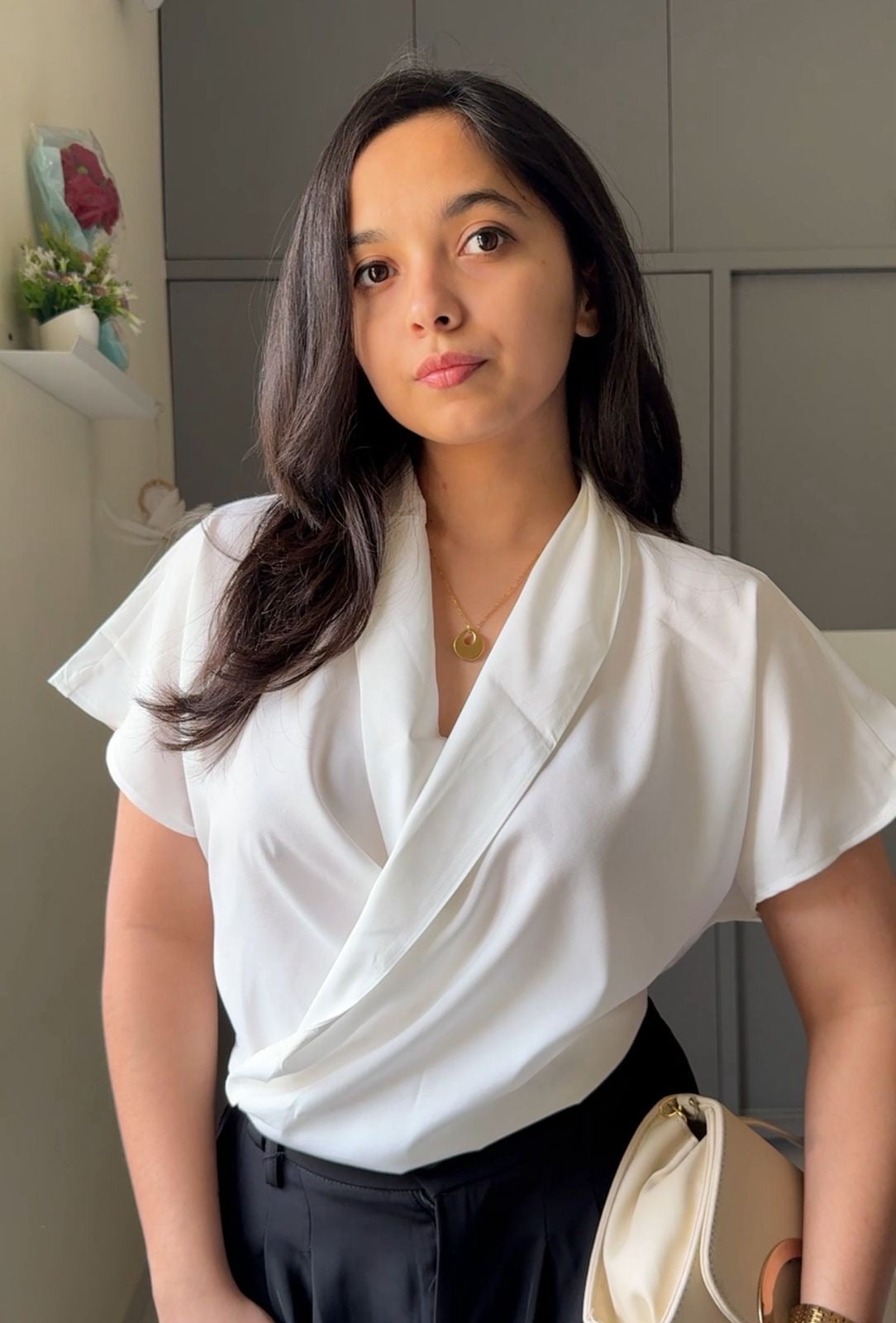 Fren V-Neck Draped Tops