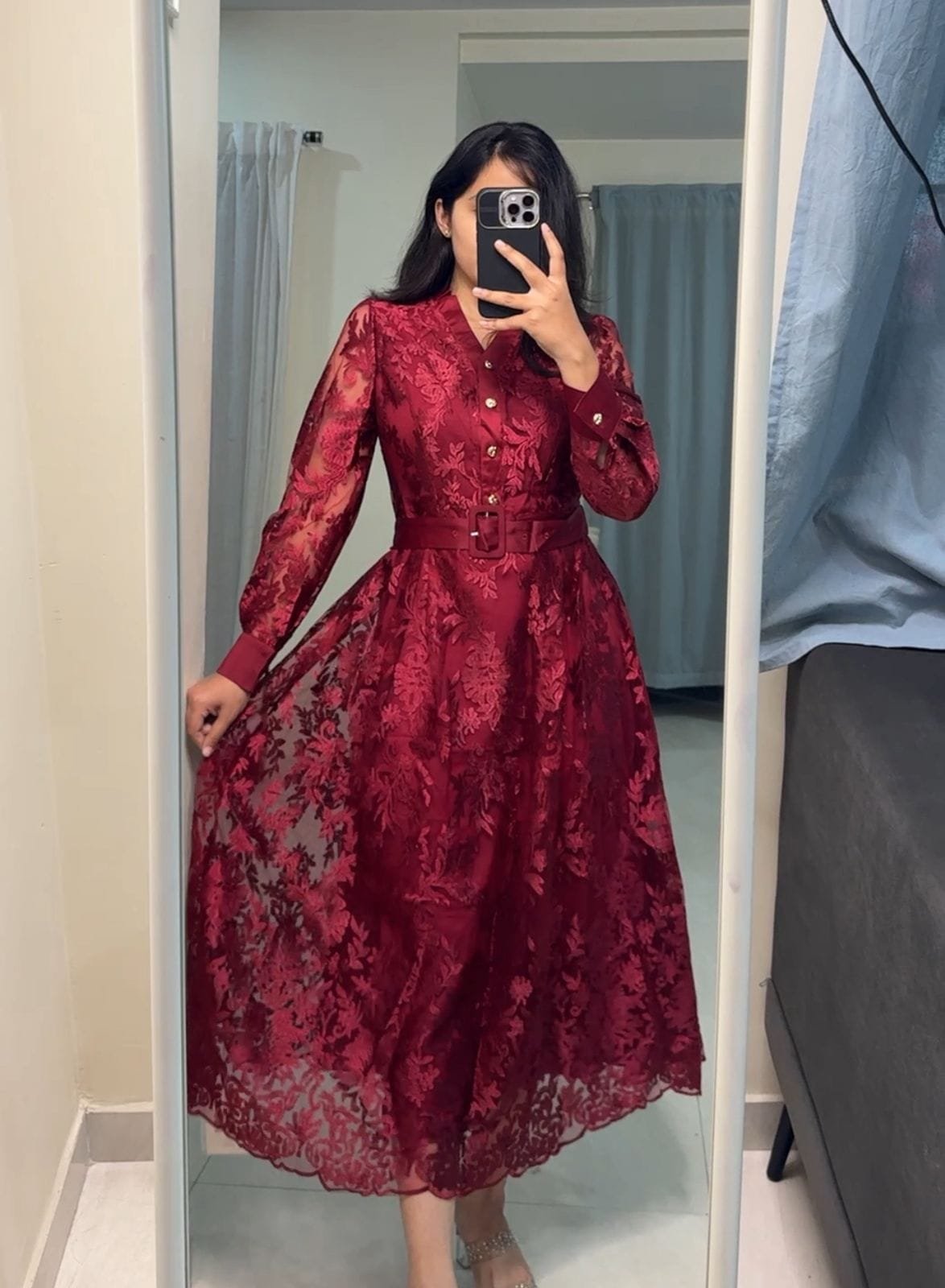 Perla Exquisite Belted Lace Dress image 0