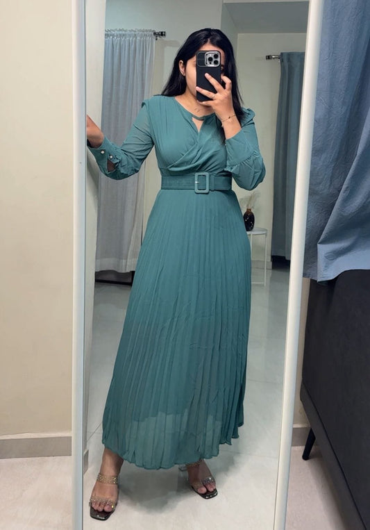 Pleated Belted Dress image 0