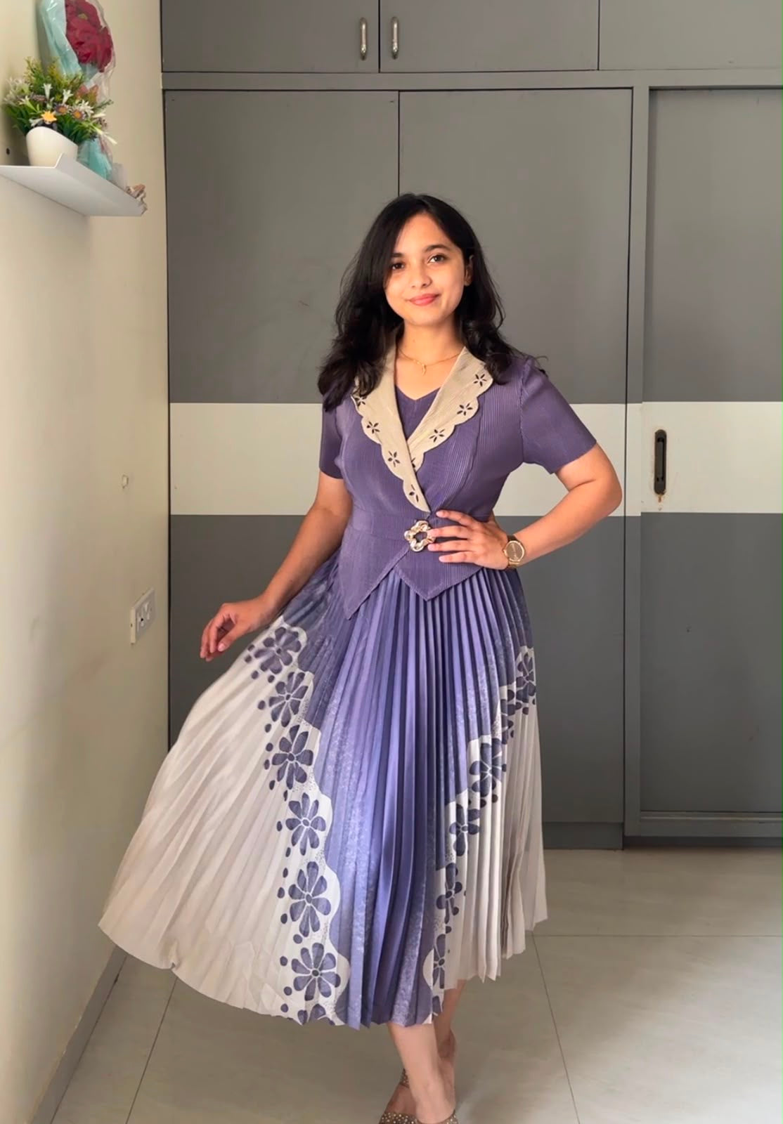 Tania Floral Pleated Dress