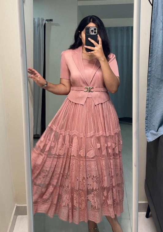 Una Pleated Lace Dress image 0