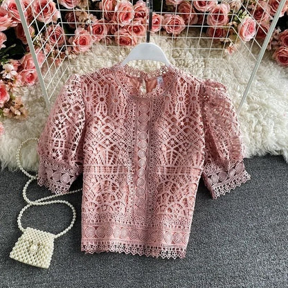 Lea Lace Tops - Pink image