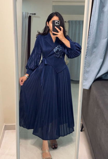 Serene Grace Pleated Patchwork Dress image 5