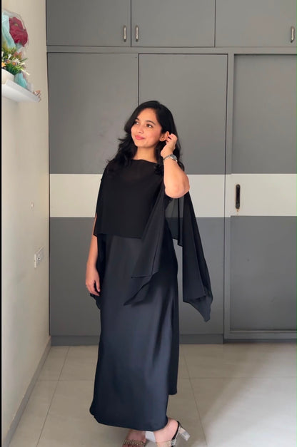 Leno Caped Dress