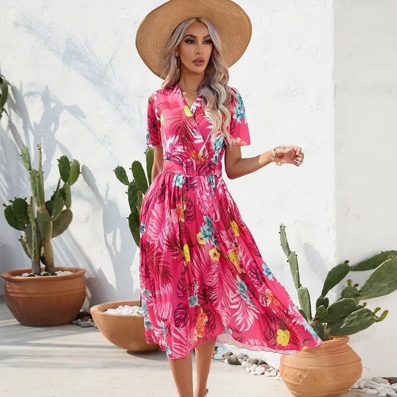 Nyla Tropical Dress - Pink image