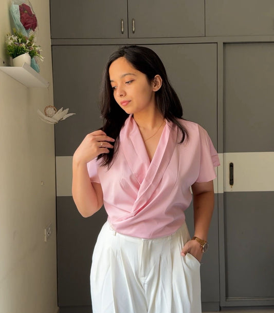 Fren V-Neck Draped Tops