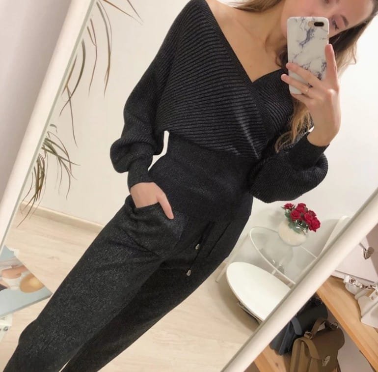 Graffiti Knitted Co ords - Black image