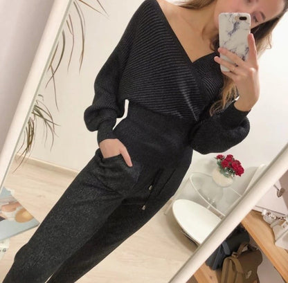 Graffiti Knitted Co ords - Black image
