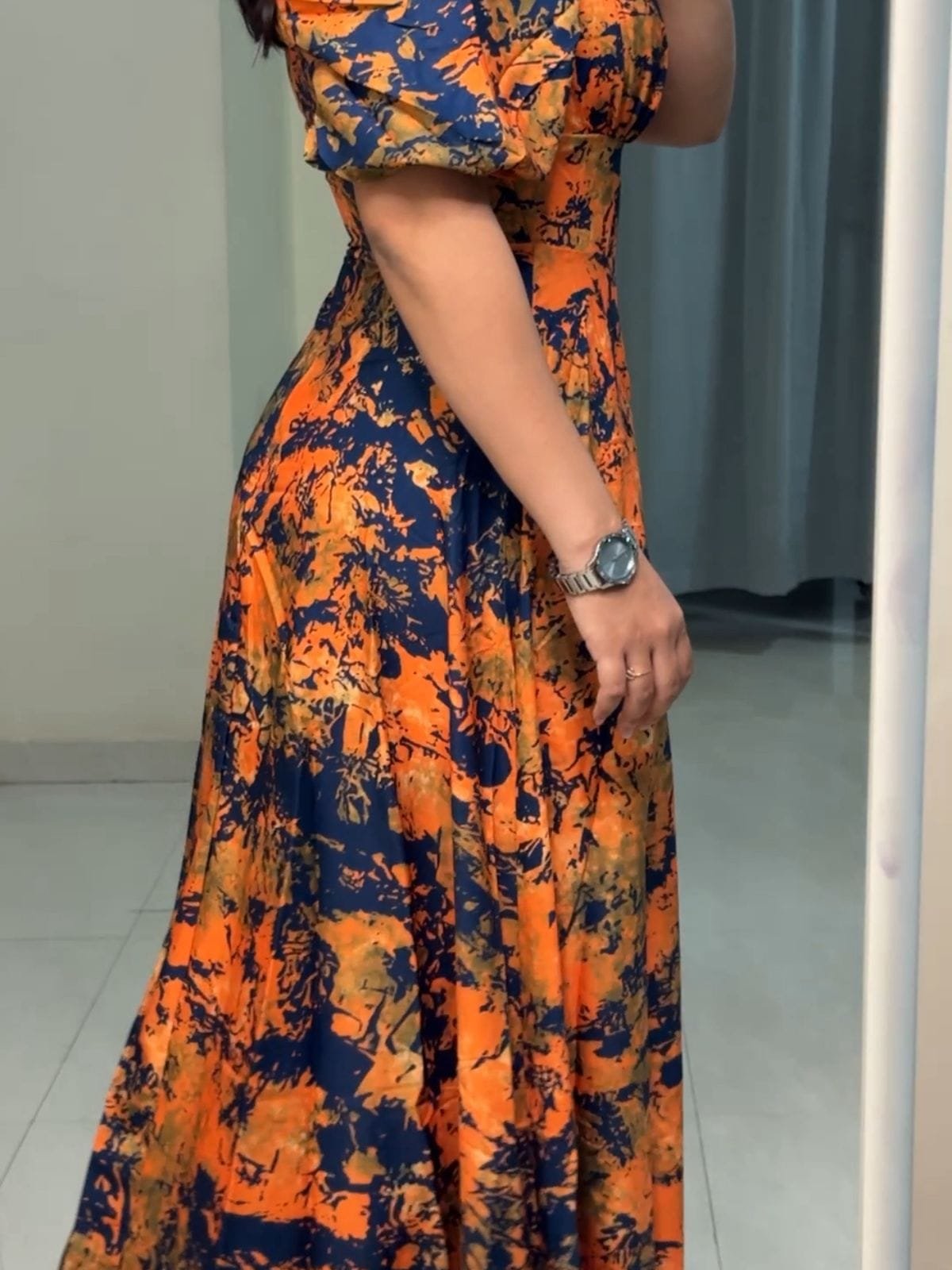 Sady Satin Printed Long Dress image 3