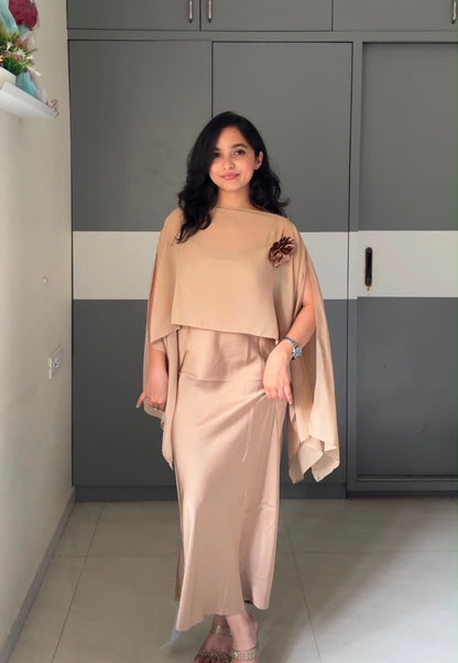 Leno Caped Dress