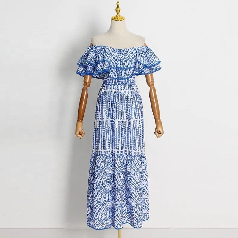 Adeline Cotton Cutwork Dress - Light Blue image